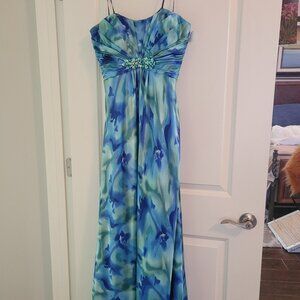 Cache Multi colored Blue Gown Size 10 Wedding/Prom